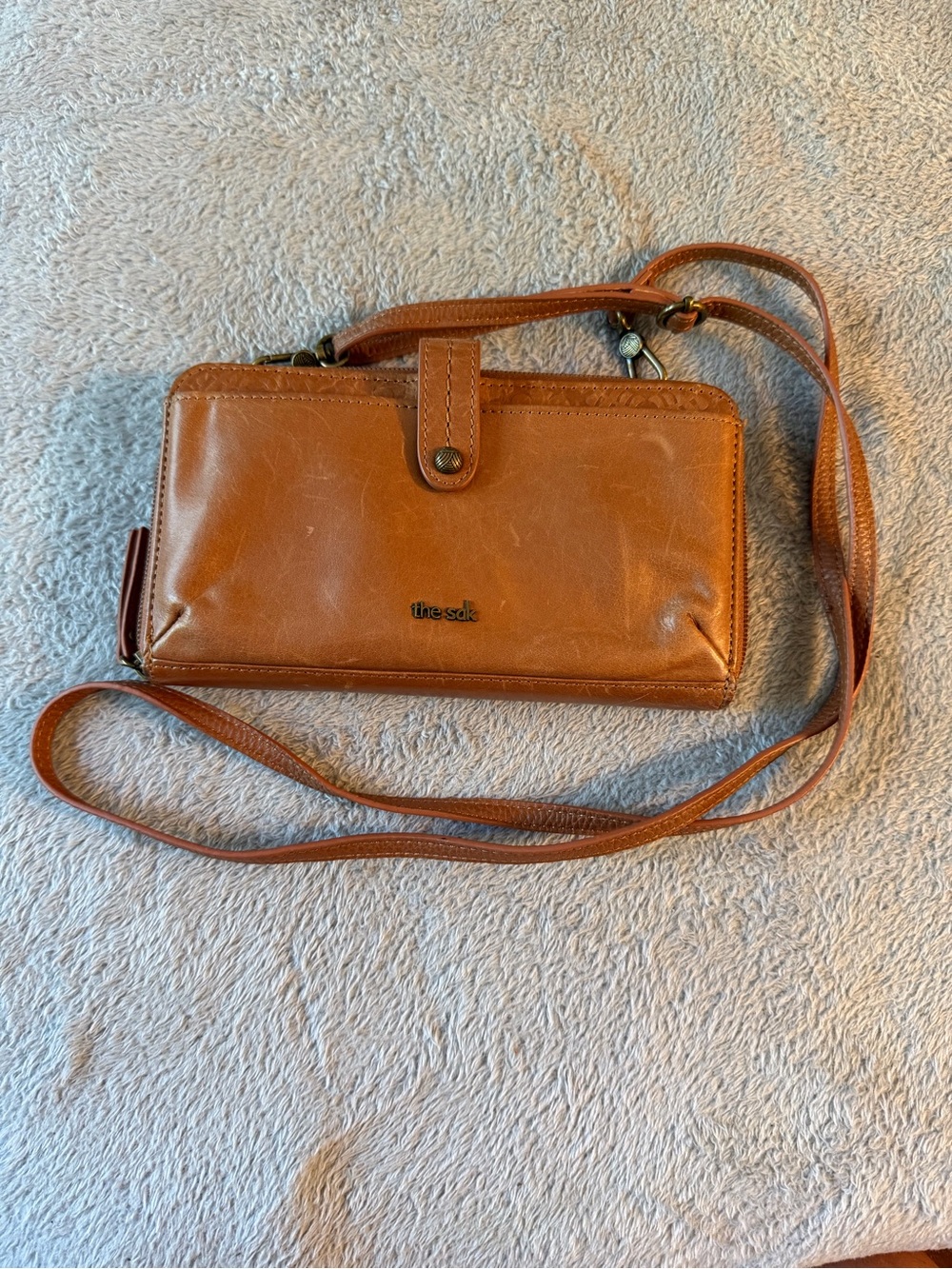 The Sak Cognac Leather Crossbody Wallet